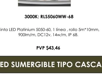 Cinta LED Platinium 5050-60, 1 Línea , Rollo 5M*10MM, - RLS5060WW-68