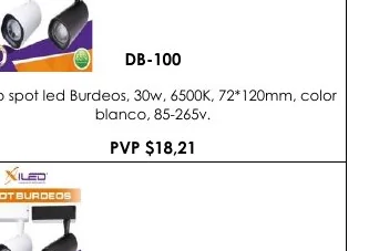 Foco Spot Led Burdeos, 30W, 6500K, 72*120MM, Color - DB-100
