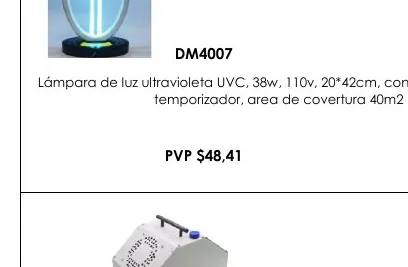 Lámpara de Luz Ultravioleta UVC, 38W, 110V, 20*42CM, con - DM4007