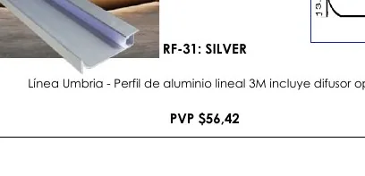 Línea Umbria - Perfil de Aluminio Lineal 3M Incluye Difusor Opal - RF-31