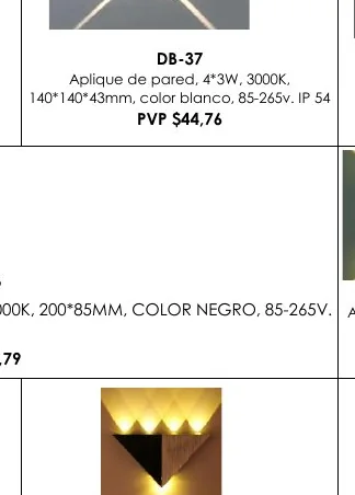 Aplique de Pared, 4*3W, 3000K, - DB-37