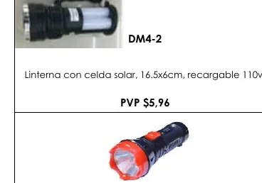 Linterna con Celda Solar, 16.5X6CM, Recargable 110V. - DM4-2