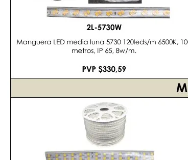 Manguera LED Media Luna 5730 120LEDS/M 6500K, 100 - 2L-5730W