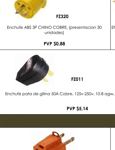 Enchufe ABS 3P CHINO COBRE, (presentacion 30 ENCHUFE - FZ320
