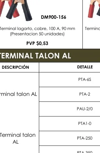 Terminal Lagarto, Cobre, 100 A, 90 Mm Terminal - DM900-156