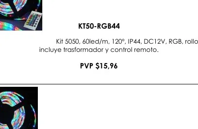 Kit 5050, 60LED/M, 120°, IP44, DC12V, RGB, Rollo - KT50-RGB44