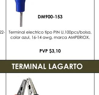 22- Terminal Electrico Tipo PIN U,100PCS/BOLSA, - DM900-153