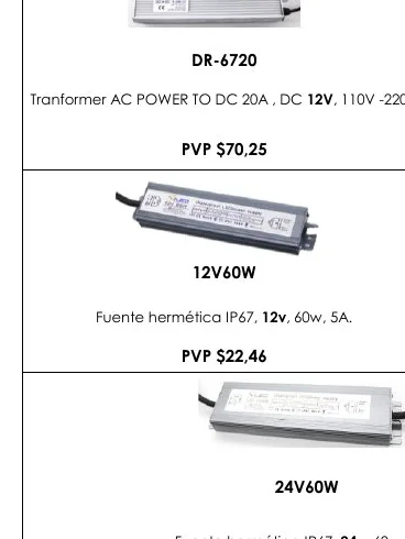 Fuente Hermética IP67, 12V , 60W, 5A. - DR-6720
