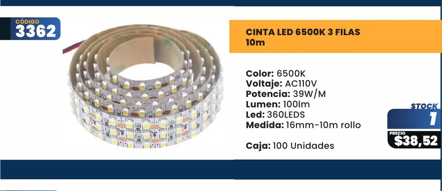 CINTA LED 6500K 3 FILAS - 3362