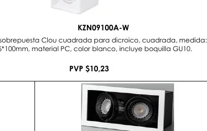 96*96*100MM, Material PC, Color Blanco, Incluye Boquilla GU10. - KZN09100A-W