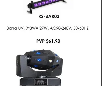 Barra UV, 9*3W= 27W, AC90-240V, 50/60HZ. - RS-BAR03