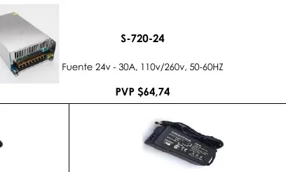 Fuente 24V - 30A, 110V/260V, 50-60HZ - S-720-24