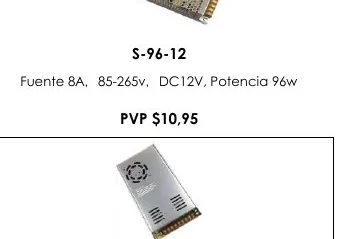 Fuente 8A , 85-265V , DC12V, Potencia 96W - S-96-12