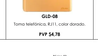 Toma Telefónica, RJ11, Color Dorado. - GLD-08