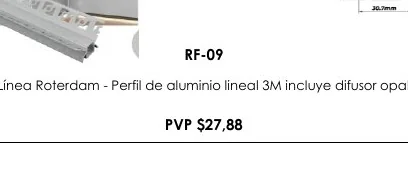 Línea Roterdam - Perfil de Aluminio Lineal 3M Incluye Difusor Opal - RF-09
