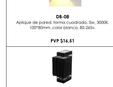 Aplique de Pared, Forma Cuadrada, 5W, 3000K, - DB-08