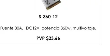 Fuente 30A ， DC12V, Potencia 360W, Multivoltaje. - S-360-12