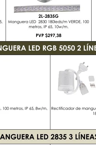 65, Manguera LED 2830 180LEDS/M VERDE, 100 - 2L-2835G