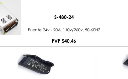 Fuente 24V - 20A, 110V/260V, 50-60HZ - S-480-24