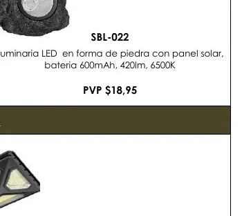 Luminaria LED en Forma de Piedra con Panel Solar, - SBL-022