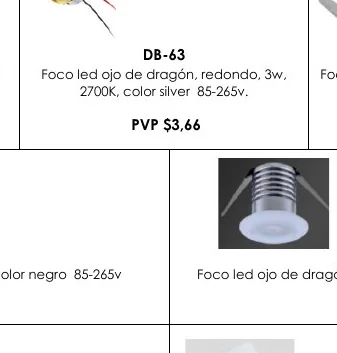 Foco Led Ojo de Dragón, Redondo, 3W, Foco - DB-63