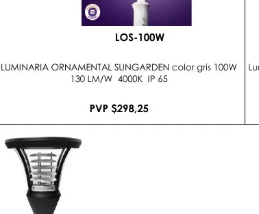 Luminaria Ornamental Sungarden Color Gris 100W Luminaria - LOS-100W