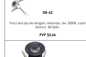 Foco Led Ojo de Dragón, Redondo, 3W, 3000K, Color - DB-62