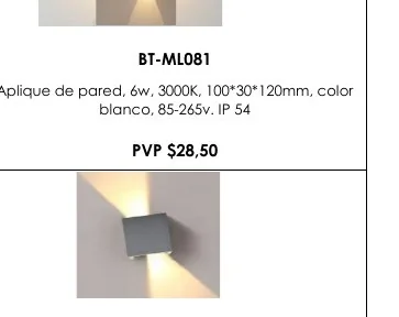 Aplique de Pared, 6W, 3000K, 100*30*120MM, Color - BT-ML081