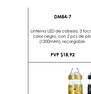 Linterna LED de Cabeza, 3 Focos, - DM84-7