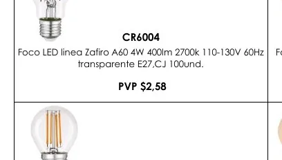 Foco LED Linea Zafiro A60 4W 400LM 2700K 110-130V 60HZ Foco - CR6004
