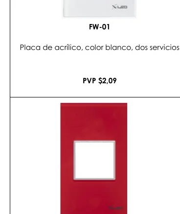 Placa de Acrílico, Color Blanco, Dos Servicios - FW-01