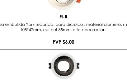 Carcasa Embutida York Redonda, para Dicroico , Material Aluminio, Medida: - FI-R
