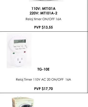 Reloj Timer ON/OFF 16A - MT101A-2