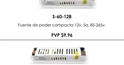Fuente de Poder Compacta 12V, 5A, 85-265V. - S-60-12B