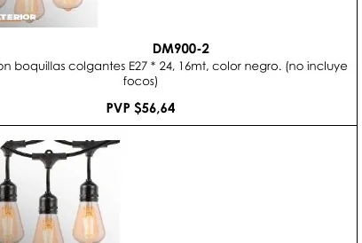 Con Boquillas Colgantes E27 * 24, 16MT, Color Negro. (no Incluye - DM900-2