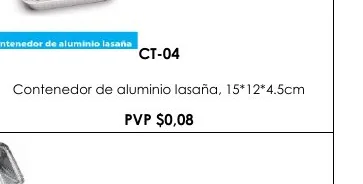Contenedor de Aluminio Lasaña, 15*12*4.5CM - CT-04
