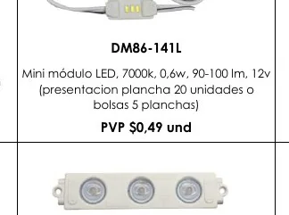 Mini Módulo LED, 7000K, 0,6W, 90-100 Lm, 12V - DM86-141L