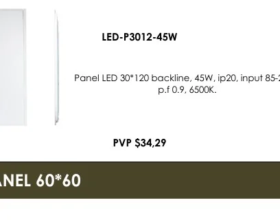 Panel LED 30*120 Backline, 45W, IP20, Input 85-265V, - LED-P3012-45W