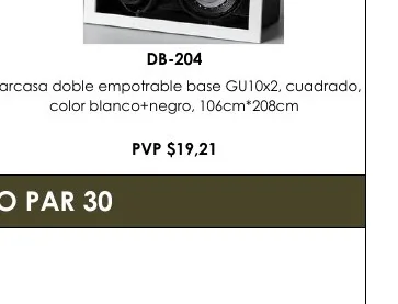 Carcasa Doble Empotrable Base GU10X2, Cuadrado, - DB-204