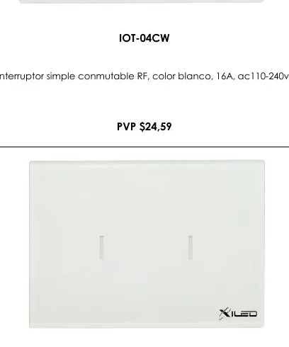 Interruptor Simple Conmutable RF, Color Blanco, 16A, AC110-240V. - IOT-04CW
