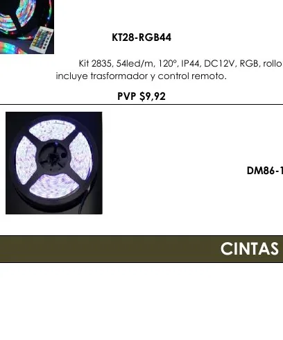 Kit 2835, 54LED/M, 120°, IP44, DC12V, RGB, Rollo - KT28-RGB44