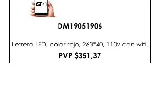 Letrero LED, Color Rojo, 263*40, 110V con Wifi. - DM19051906