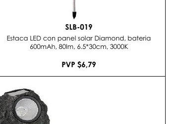 Estaca LED con Panel Solar Diamond, Bateria - SLB-019