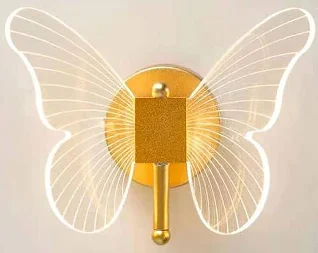 Lámpara LED Aplique Pared, Mariposa 6W X 3 Tonos De Luz, Cristal, Il