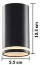 Spot Sobrepuesto Fijo Negro Boquilla GU10 IP20, Aluminio, Dx