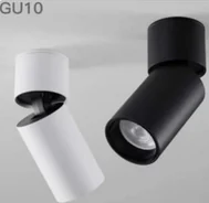 Spot Movil Negro, Cilindro Articulado, 1XGU10, IP20, Aluminio, Sobrepuesto, Dx