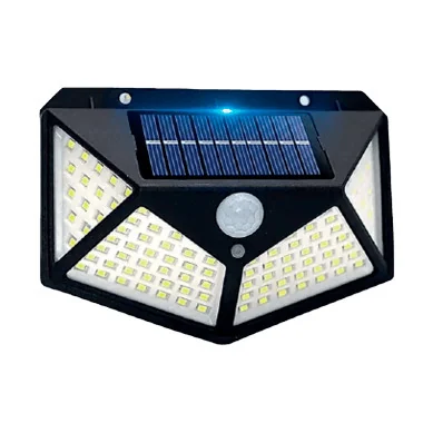Aplique Solar Pared, 4 Pantallas, 600LM, IP65, Sensor Movimiento, 15W, 6500K, BK-100, Ba