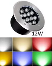 Luminaria LED Empotrable De Piso 12W, Verde, Azul, IP68, Input, 85-265V, Ds 8,0XH 7,5X Di 5,5 Cm, Os
