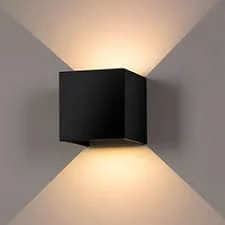 Aplique De Pared Cubo, Negro Bidireccional, 9W, Os