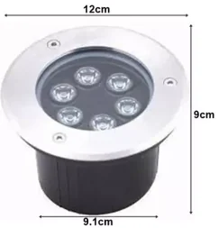Luminaria LED Empotrable De Piso 6W,3500K, 4000K, 6500K, IP68, Input, 85-265V, Ds 8,0XH 7,5XDI 5,5 Cm, Os